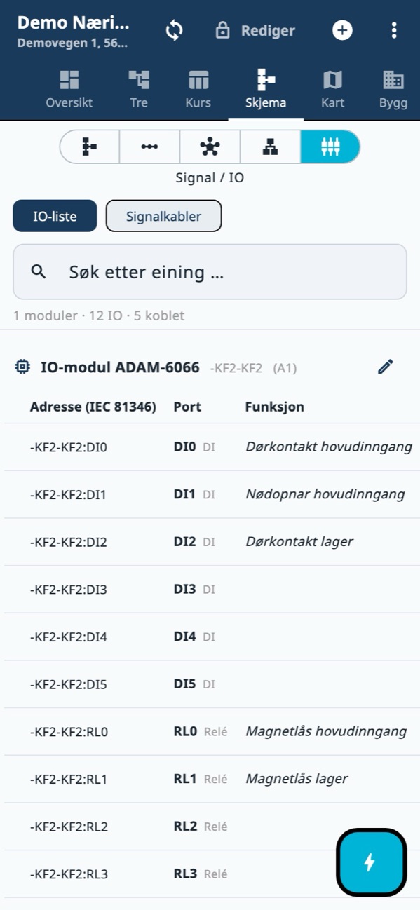 IO list with IEC 81346 address